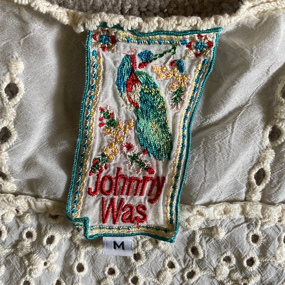 JOHNNY WAS ivory eyelet lace crochet tank, Medium. - Picture 4 of 6